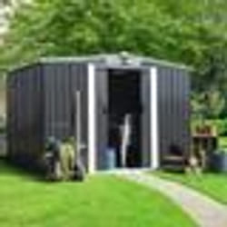 IDMARKET Abri de jardin 53 M² gris en acier galvanisé avec base