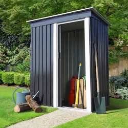 IDMARKET Abri de jardin 13 m² gris en acier galvanisé