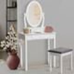 IDMARKET Coiffeuse BETTY avec miroir et tabouret