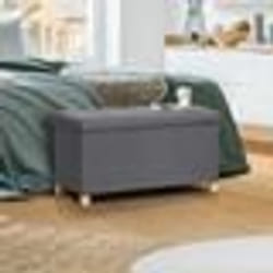 IDMARKET Banc coffre rangement sur pied 76 cm tissu gris anthracite