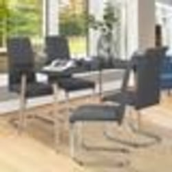 IDMARKET Lot de 4 chaises MIA en tissu gris anthracite pour salle à manger