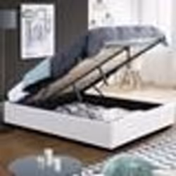 IDMARKET Lit coffre double MIAMI avec sommier 160 x 200 cm PVC blanc