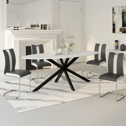 IDMARKET Lot de 4 chaises de salle à manger PIA pieds chromés gris