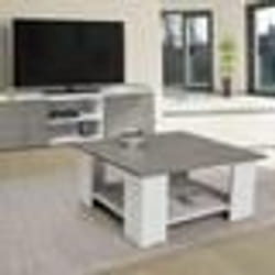 IDMARKET Table basse carrée ELI blanche plateau effet béton