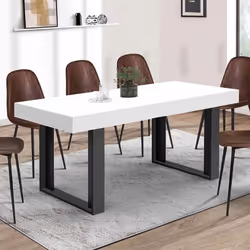 IDMARKET Table à manger rectangle PHOENIX 8 personnes bois blanc 200 cm
