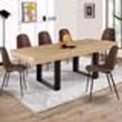 IDMARKET Table à manger rectangle PHOENIX 8 personnes bois et noir 200 cm