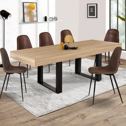 Table à manger rectangle fixe - IDMARKET - PHOENIX - Bois et noir - 8 personnes - 200 cm