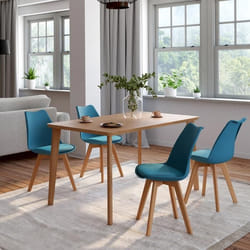 IDMARKET Lot de 4 chaises de salle à manger SARA scandinaves bleu