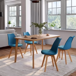 IDMARKET Lot de 4 chaises scandinaves SARA bleu canard pour salle à manger