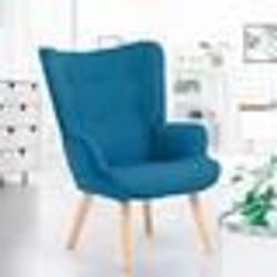 IDMARKET Fauteuil scandinave IVAR en tissu bleu canard