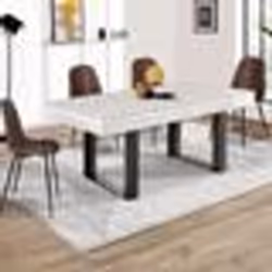 IDMARKET Table à manger rectangle PHOENIX 6 personnes bois gris 160 cm