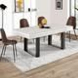 IDMARKET Table à manger rectangle PHOENIX 6 personnes bois gris 160 cm