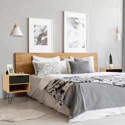 IDMARKET Lot de 2 tables de chevet NOEMI 1 tiroir avec niche bois pied épingle