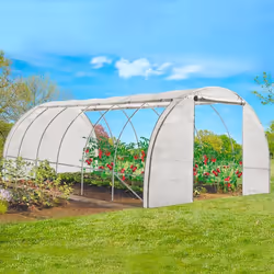 IDMARKET Serre tunnel de jardin 4 saisons 18M² blanche gamme maraîchère CRIMÉE 6x3M