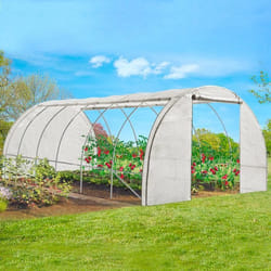IDMARKET Serre tunnel de jardin 4 saisons 18M² blanche gamme maraîchère CRIMÉE 6x3M