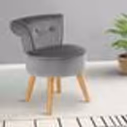 IDMARKET Fauteuil crapaud en velours gris