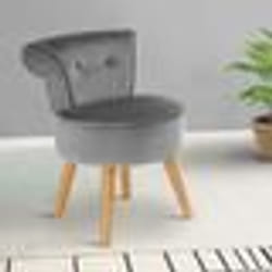 IDMARKET Fauteuil crapaud en velours gris