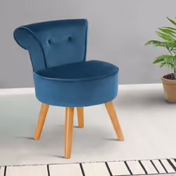 IDMARKET Fauteuil crapaud en velours bleu