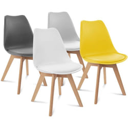 Lot de 4 chaises scandinaves Idmarket sara - Mix color gris foncé, gris clair, blanc et jaune - Multicolore