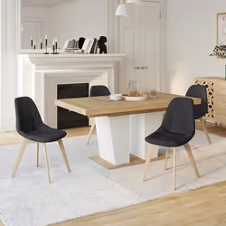 IDMARKET Lot de 4 chaises scandinaves GABY grises en tissu pour salle à manger