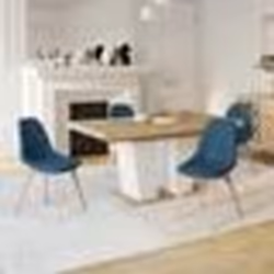 IDMARKET Lot de 4 chaises scandinaves GABY bleues en tissu pour salle à manger