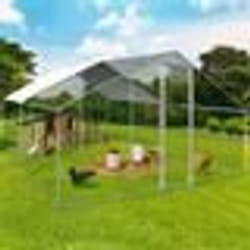IDMARKET Enclos poulailler 16 m² parc grillagé 4x4 M acier galvanisé