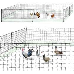 Kit clôture filet à poules IDMARKET - 24 M - Noir - Avec porte - 9 piquets double pointe
