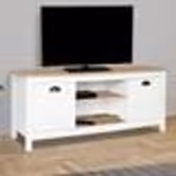 IDMARKET Meuble TV 113 cm campagne ISIS bois et blanc