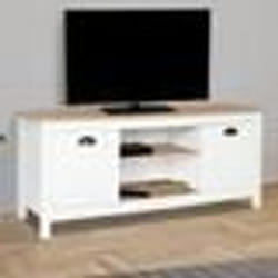 IDMARKET Meuble TV 113 cm campagne ISIS bois et blanc