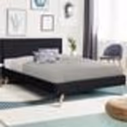 IDMARKET Lit double scandinave OSLO avec tête de lit et sommier 160 x 200 cm tissu noir