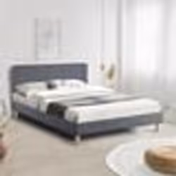 IDMARKET Lit double scandinave BALTA avec tête de lit et sommier 140 x 190 cm tissu gris anthracite