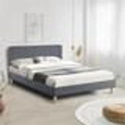 IDMARKET Lit double scandinave BALTA avec tête de lit et sommier 140 x 190 cm tissu gris anthracite