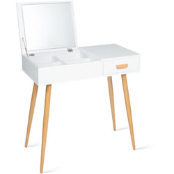 Idmarket - Coiffeuse scandinave lisa miroir rabattable blanche
