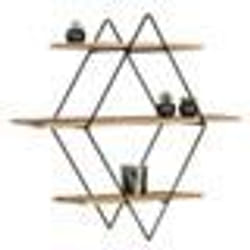IDMARKET Etagère murale losange LILY 3 niveaux bois et métal design industriel