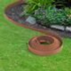 IDMARKET Bordurette de jardin flexible 10 M terracotta hauteur 5 CM + 30 piquets