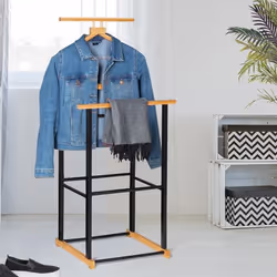 IDMARKET Valet de chambre TOM effet bois et métal