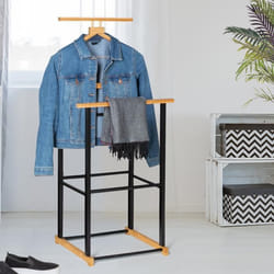 IDMARKET Valet de chambre TOM effet bois et métal