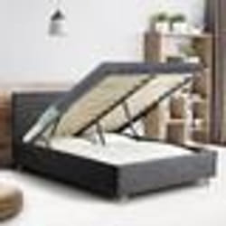 IDMARKET Lit coffre double scandinave LULEA avec tête de lit et sommier 140 x 190 cm tissu gris anthracite