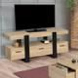 IDMARKET Meuble TV 116 cm PHOENIX avec tiroirs bois et noir