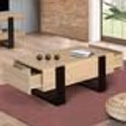 IDMARKET Table basse rectangulaire PHOENIX avec tiroirs 100 cm bois et noir
