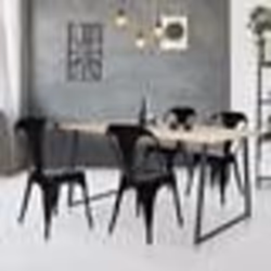 IDMARKET Lot de 2 chaises LENY métal noir mat empilable aspect brut factory