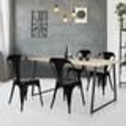 IDMARKET Lot de 2 chaises LENY métal noir mat empilable aspect brut factory