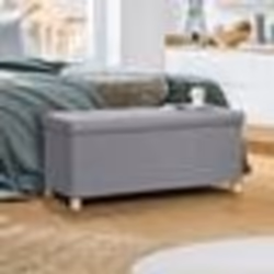 IDMARKET Banc coffre rangement sur pied 100 cm tissu gris clair