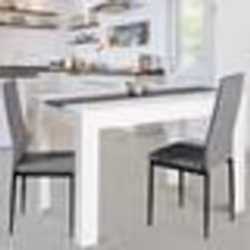 IDMARKET Table à manger rectangle ROZY 6 personnes blanche et grise 110 cm