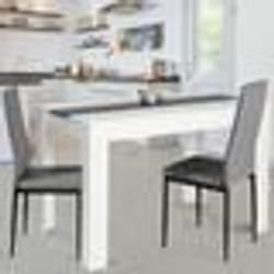 IDMARKET Table à manger rectangle ROZY 6 personnes blanche et grise 110 cm