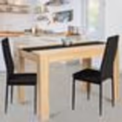 IDMARKET Table à manger rectangle ROZY 6 personnes façon hêtre et noire 110 cm