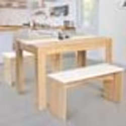 IDMARKET Ensemble table à manger et 2 bancs ROZY 4 personnes façon hêtre et blanc 110 cm