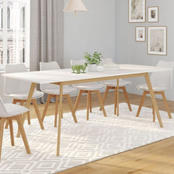 Table à manger rectangle extensible - IDMARKET - INGA - Blanc - 6-10 personnes - 160-200 cm