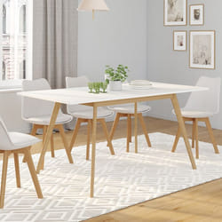 Table à manger rectangle extensible - IDMARKET - INGA - Blanc - 4-8 personnes - 110-150 cm