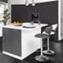 IDMARKET Ilot central IVO 120 cm blanc et gris avec plan de travail